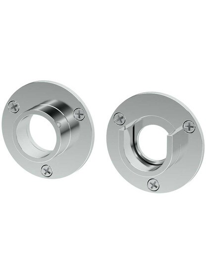 Set of Shower Curtain Rod Mounting Brackets - 1 inch Diameter in Polished Chrome.